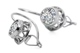 Argent sterling 925 Zircon Des boucles d'oreilles Style vintage vec117s